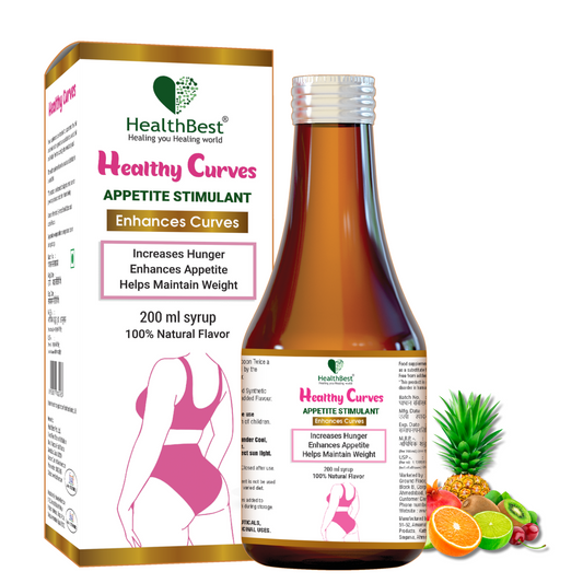 Healthbest Healthy Curves Weight Gain Syrup For Women 200ml - Enhance Curves & Body Shape - Boost Appetite, Digestive Metabolism & Energy - Pineapple Flavor