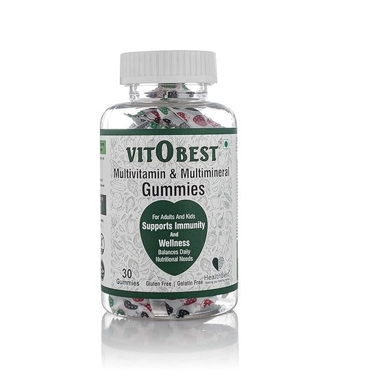 HealthBest VitObest Multivitamin & Multimineral Gummies | Healthy Immunity | Probiotics | Antioxidants | Vitamin A, Vitamin B | Adult Gummies | 30 Gummies (Mix-Fruit Flavor)