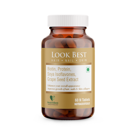 LookBest HAIR, NAIL & SKIN (HNS) Multivitamin Tablets | Biotin | Isoflavones (60 Tablets)