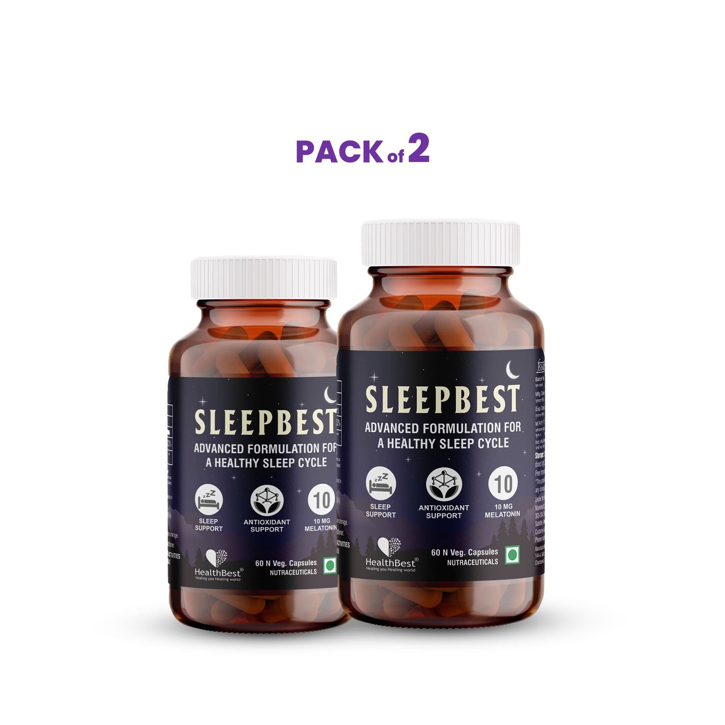 HealthBest Sleepbest Tablets for Healthy Sleep | Melatonin| Antioxidant | 60 Tablets