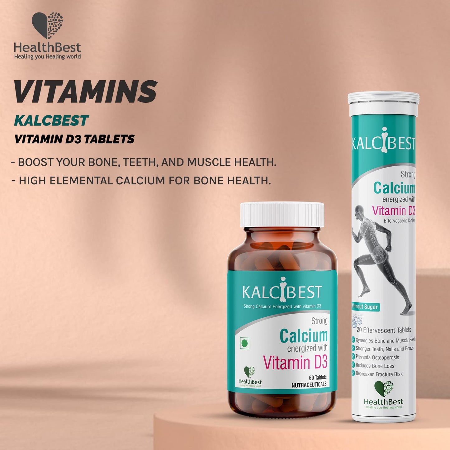 KalciBest Calcium with Vitamin D3 | Bone Support | Orange Flavor