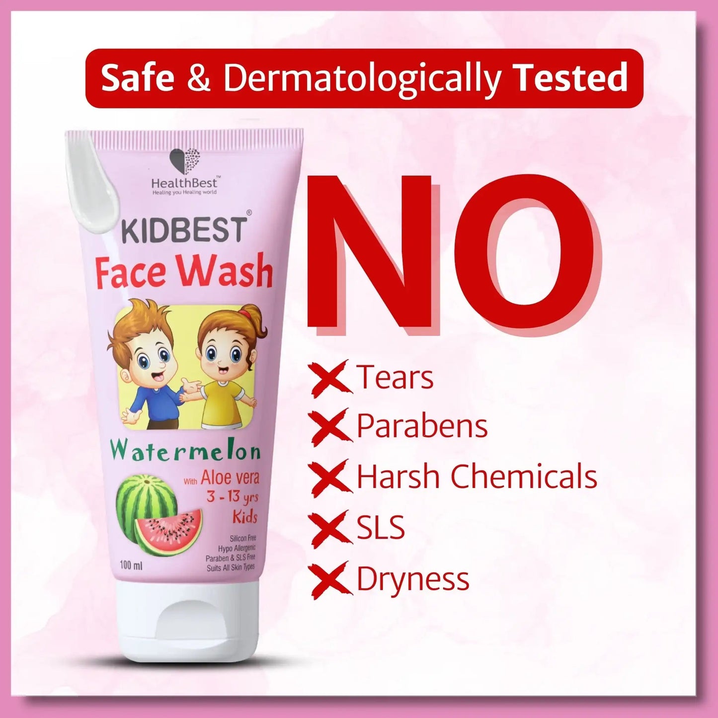 Kids Face Wash - 100 ml - Watermelon & Aloe Vera - HealthbestKid's Cosmetic