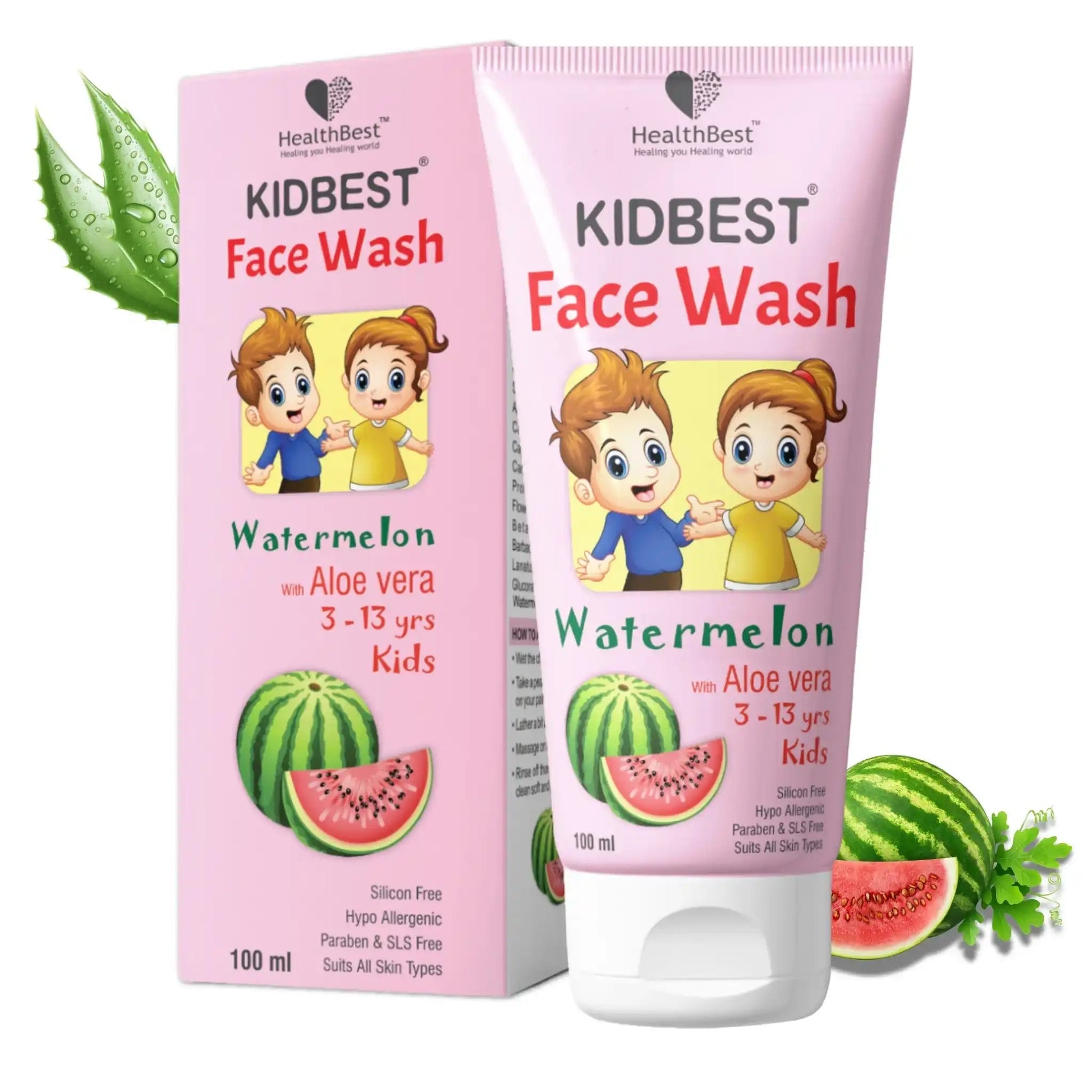 Kids Face Wash - 100 ml - Watermelon & Aloe Vera - HealthbestKid's Cosmetic