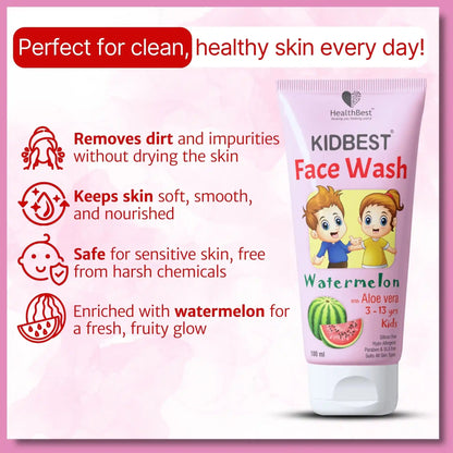 Kids Face Wash - 100 ml - Watermelon & Aloe Vera - HealthbestKid's Cosmetic