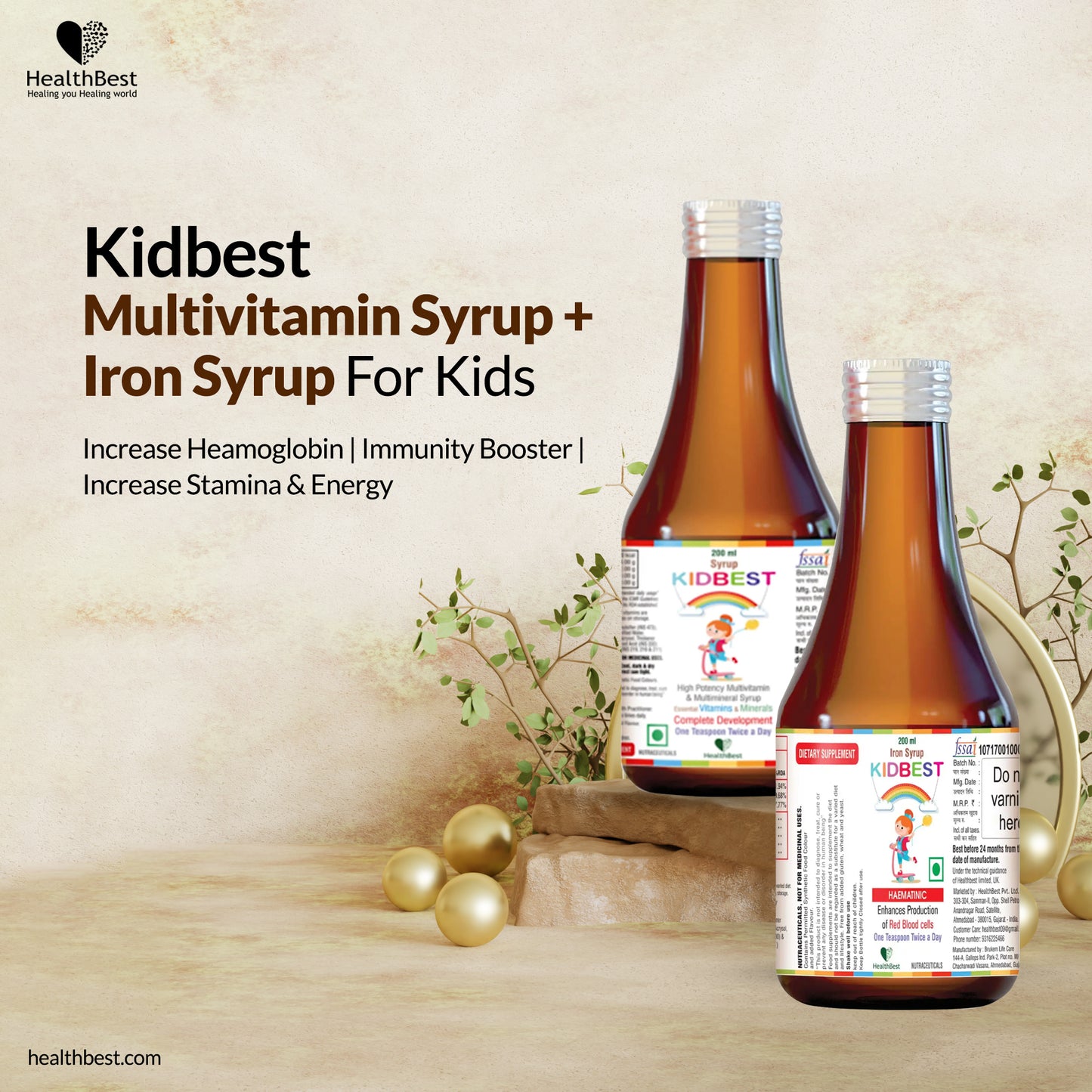 Kidbest Multivitamin Syrup and Iron Syrup for Kids